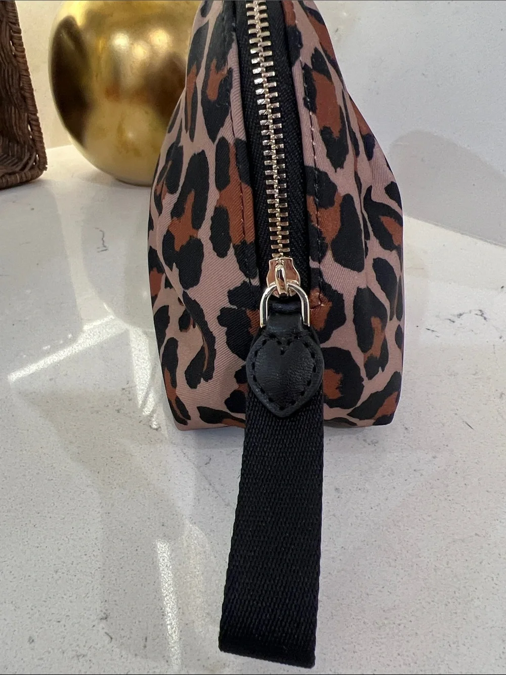 kate spade Leopard-Print Cosmetic Pouch — Pink & Brown